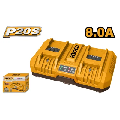 Incarcator rapid Dublu 8A acumulator P20S - Ingco FCLI2082