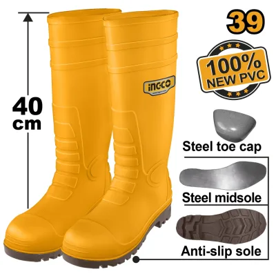 Cizme Cauciuc Galbene cu Varf Talpa Metalica 42 INGCO SSH092S1P.42