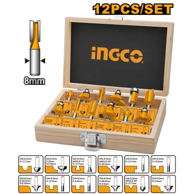 Set freze Accesorii Oberfreza 12 bucati Ingco AKRT1211