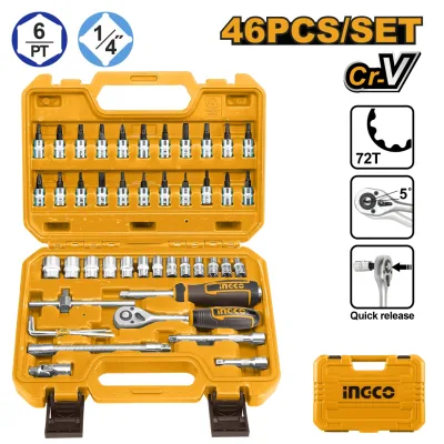 Trusa Tubulare 46buc 1/4" INGCO HKTS14462