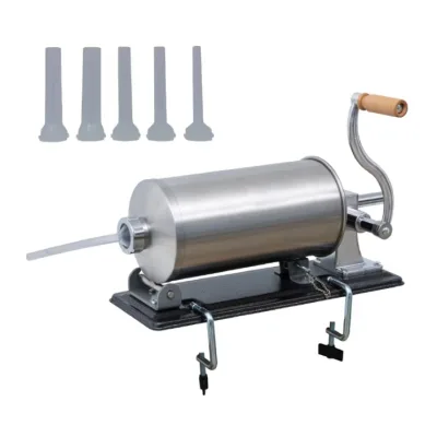 Masina de umplut Carnati 3KG Orizontala INOX, 4 planii incluse, cu menghina, maner lemn PROFESIONALA