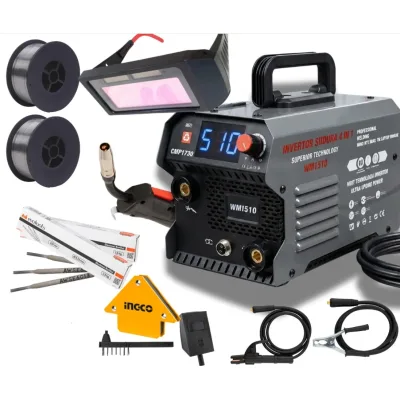 *MEGA PACHET* Aparat de sudura tip Invertor cu sarma 510A, + *x2 sarma 1.0mm, x2 electrozi 2.5mm, Ochelari automati, magnet* MMA/MIG/MAG/TIG *CABLU SUDURA 2M*, afisaj digital, ventilat, URAL MASH IGBT TEHNOLOGY ULTRA HYBRID POWER, CMP1730