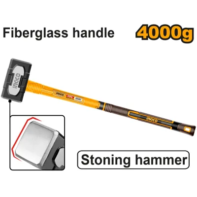 Baros profesional 4.0kg INGCO – HSTH83498, cap forjat otel carbon 45#, maner fibra sticla antishock, prindere ergonomica, pentru demolari si lucrari grele