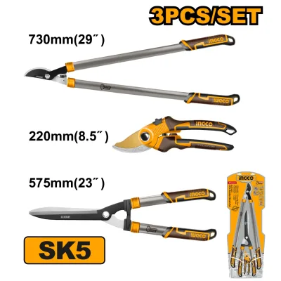Set Foarfeca Gard Viu + Foarfeca Pomi 3 Buc INGCO – HLT76033 – Performanta Profesionala si Fiabilitate Extinsa