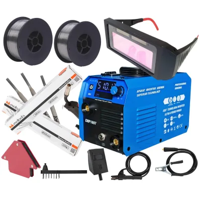 *MEGA PACHET* Aparat de sudura tip Invertor cu sarma 495A, + *x2 sarma 1.0mm, x2 electrozi 2.5mm, Ochelari automati, magnet* MMA/MIG/MAG/TIG *CABLU SUDURA 3M*, afisaj digital, ventilat, URAL MASH IGBT TEHNOLOGY ULTRA HYBRID POWER, CMP1697