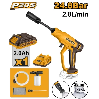 Aparat de Spalat cu Presiune 20V 24.8bar Debit 2.8L/min Furtun 6m Auto-Stop CPWLI20362E cu Acumulator 2Ah si Incarcator