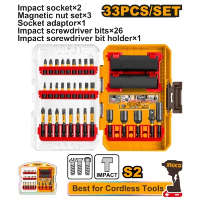 Set Biti Impact 33buc AKDL63306 – biti impact 25mm si 50mm cu tubulare Cr-Mo si adaptor 3/8" pentru insurubat profesional
