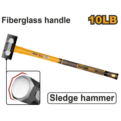 Baros 4.5kg Maner de Fibra HSM81498 – baros profesional cu cap otel carbon forjat si maner fibra de sticla rezistent
