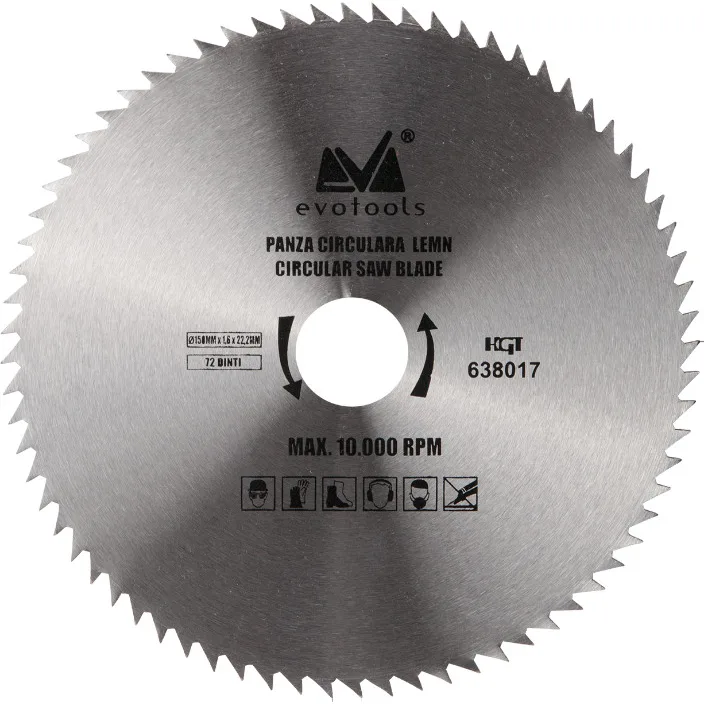 Panza Circulara Lemn 150 mm, 72 dinti Evotools 638017