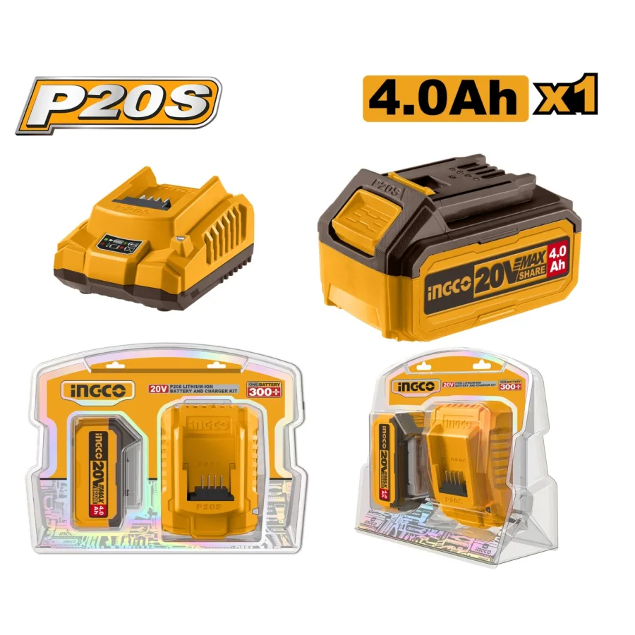 Baterie (Acumulator) 20V 4 Ah cu Incarcator P20S Ingco FBCPK1214
