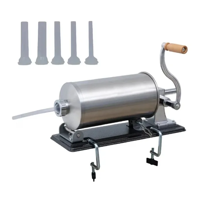 Masina de umplut carnati 5KG, orizontala profesionala inox, cu 5 palnii, sistem Airstop, CAMPION CMP1166