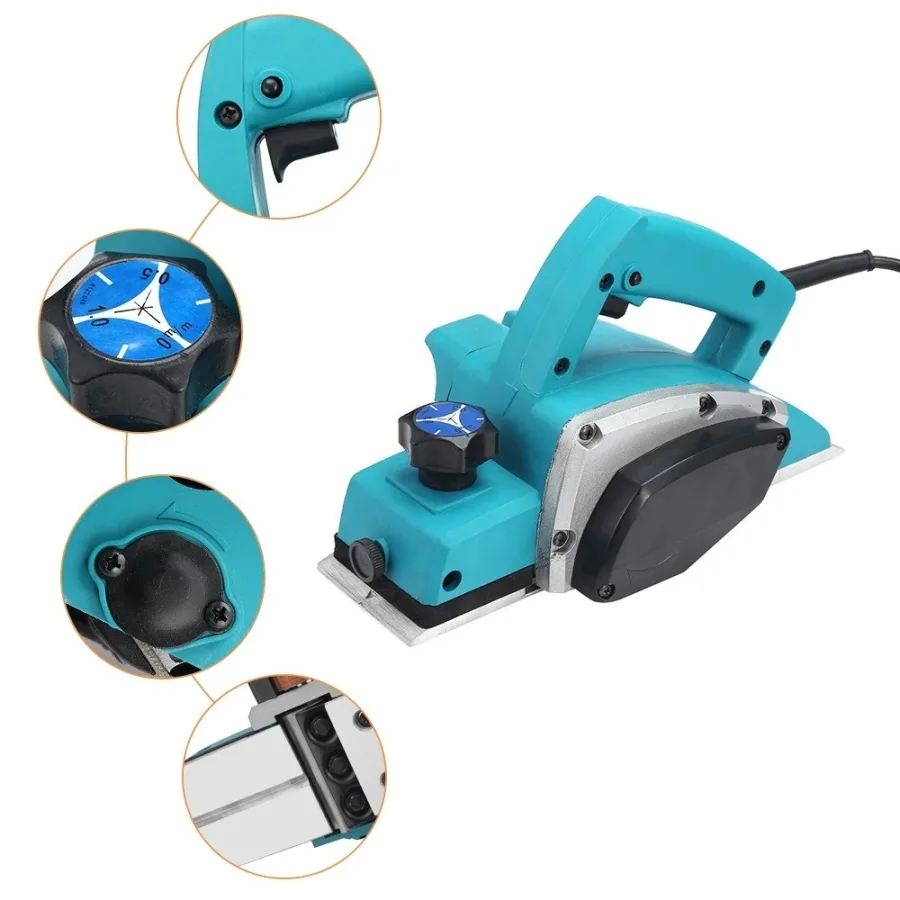 Rindea electrica 750W, 16000rpm, latime 82mm, adancime 2mm, cu ghidaje si cutit reversibil, Kraissmann EDR750-1900B