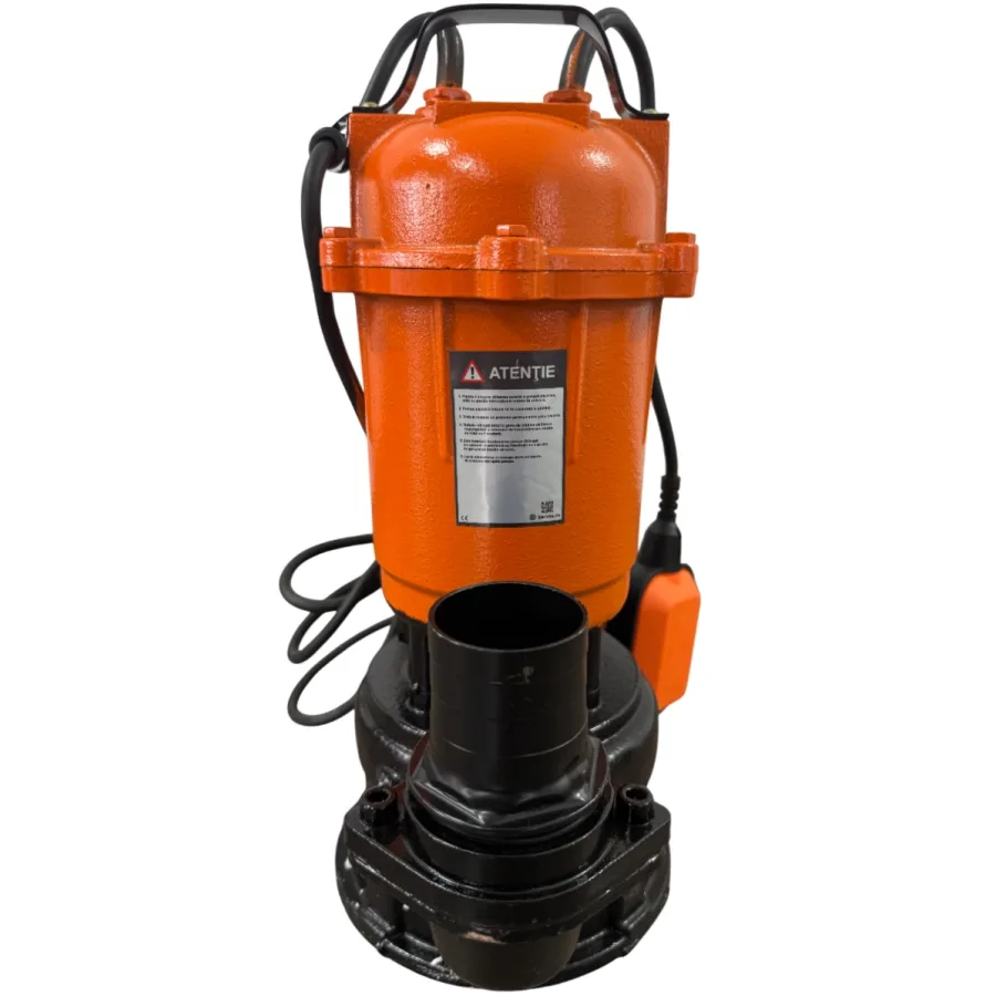 Pompa submersibila apa murdara din fonta GW GW7180, 1.1kW (1100W), cu plutitor automat, cablu 6.7m, pentru drenaj intensiv si evacuare apa cu impuritati
