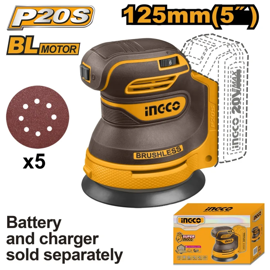 Slefuitor Orbital 20V 125mm CROSLI2002 – 8000-13000 rpm, Viteza Variabila, Talpa 125mm, Fara Acumulator si Incarcator