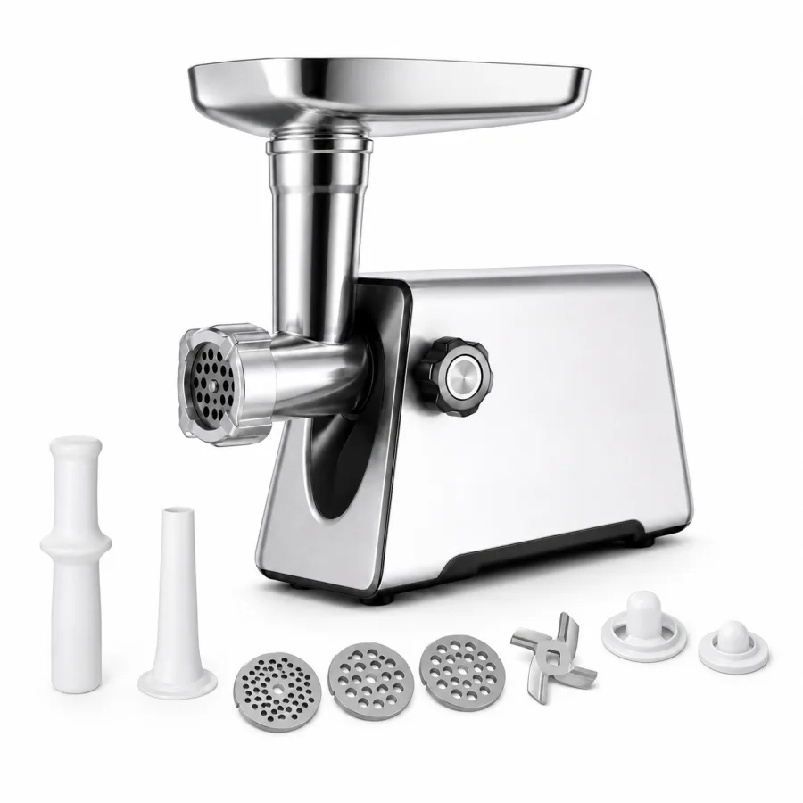 Masina de tocat carne INOX, 3500W, functie reverse, 3 in 1 cu adaptor chiftele, carnati CAMPION PROFESSIONAL