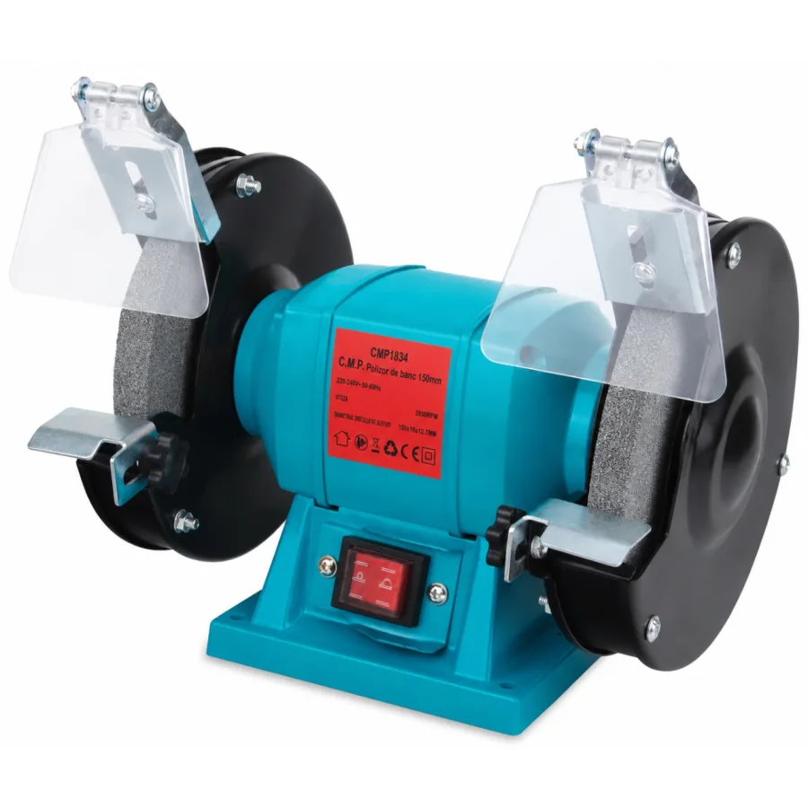 Polizor de banc electric 200mm, 400w, 2950rpm, pietre incluse, protectii duble, 12,7mm, CAMPION PROFESSIONAL CMP1835